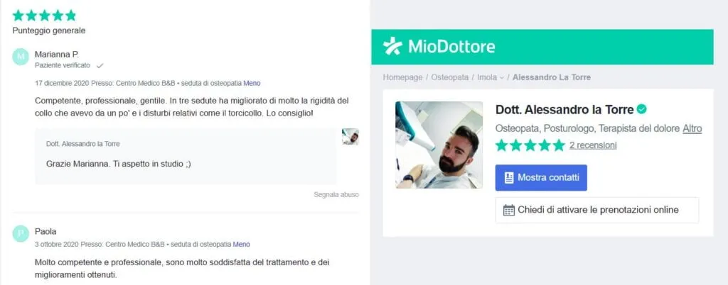 recensioni miodottore alessandro la torre osteopata