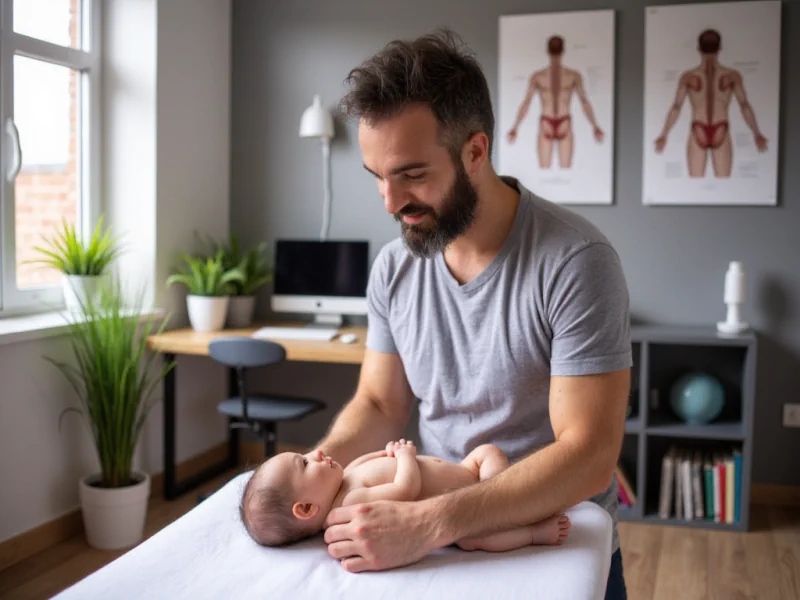 alessandro la torre osteopata esegue un trattamento di osteopatia neonatale e pediatrica nel suo studio di imola