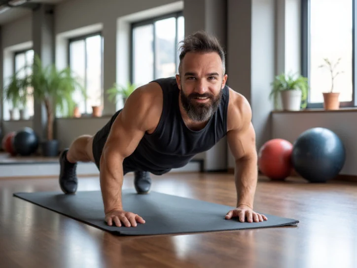 alessandro la torre osteopata in palestra mentre fa i push up