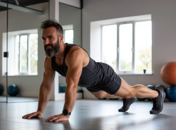 alessandro la torre osteopata in palestra che rinforza il core con il plank